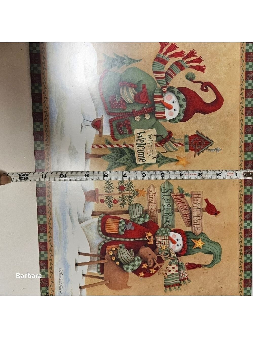 Vintage 5-Piece Set Christmas Snowmen Cork Backing Placemats - Picture 5 of 5